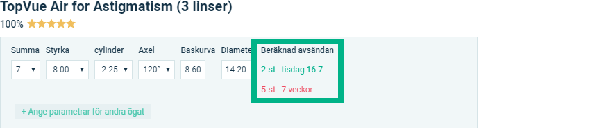 Alensa leveranstider för icke-lagerförda produkter