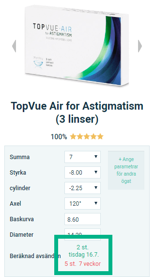 Alensa leveranstider för icke-lagerförda produkter